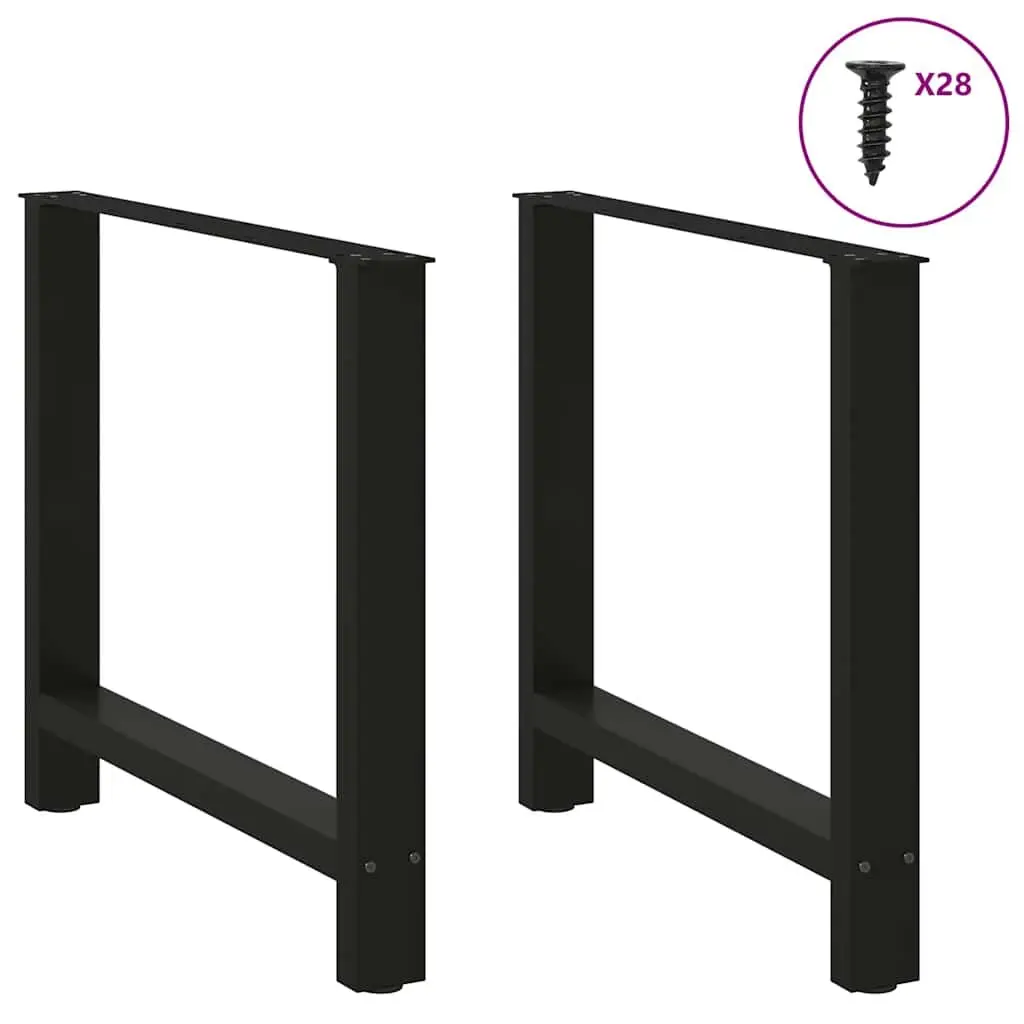 Dining Table Legs Black Steel Pair Adjustable Levelers 80x72-73cm Support