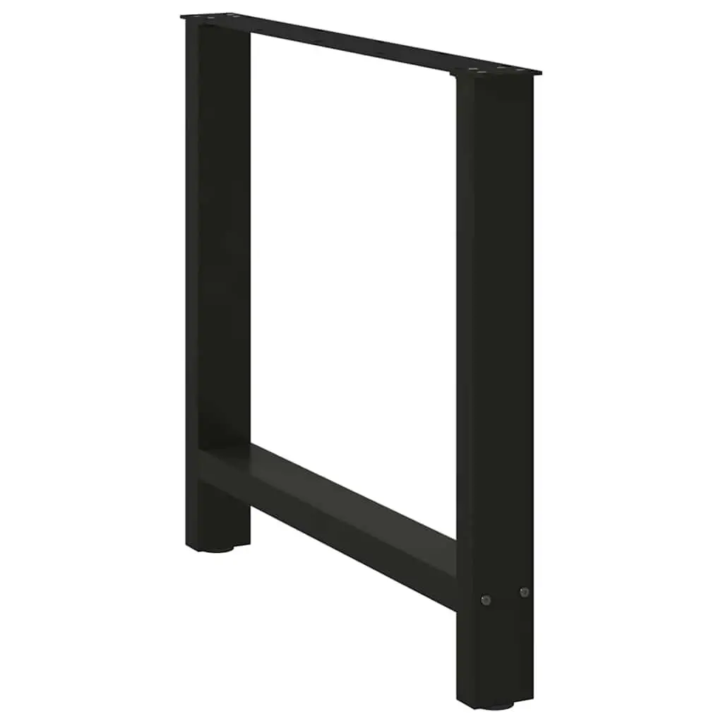 Dining Table Legs Black Steel Pair Adjustable Levelers 80x72-73cm Support