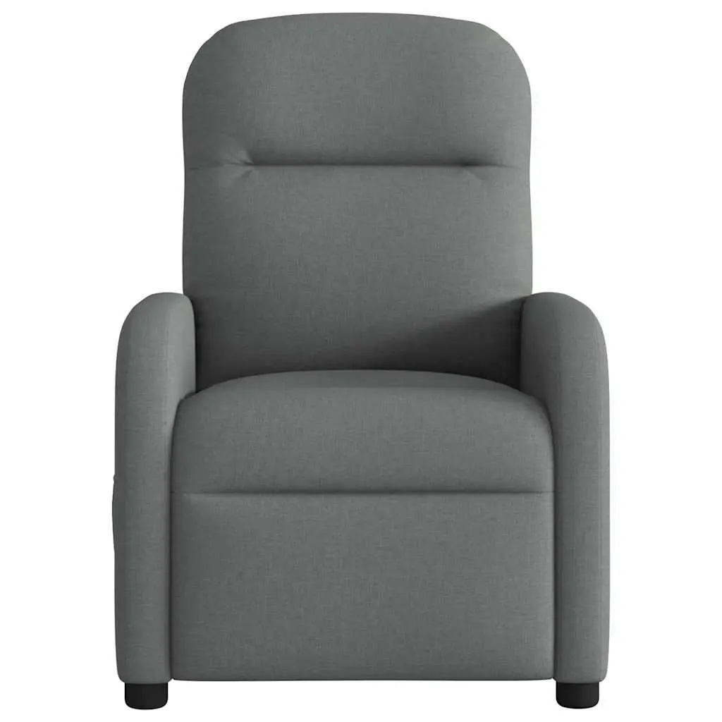 Massage Recliner Chair Grey Fabric Manual Recline Vibration 6 Points