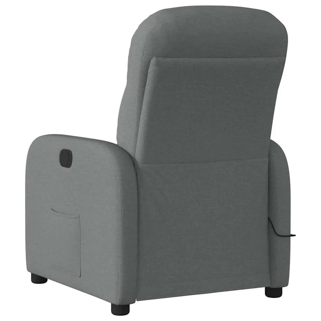 Massage Recliner Chair Grey Fabric Manual Recline Vibration 6 Points