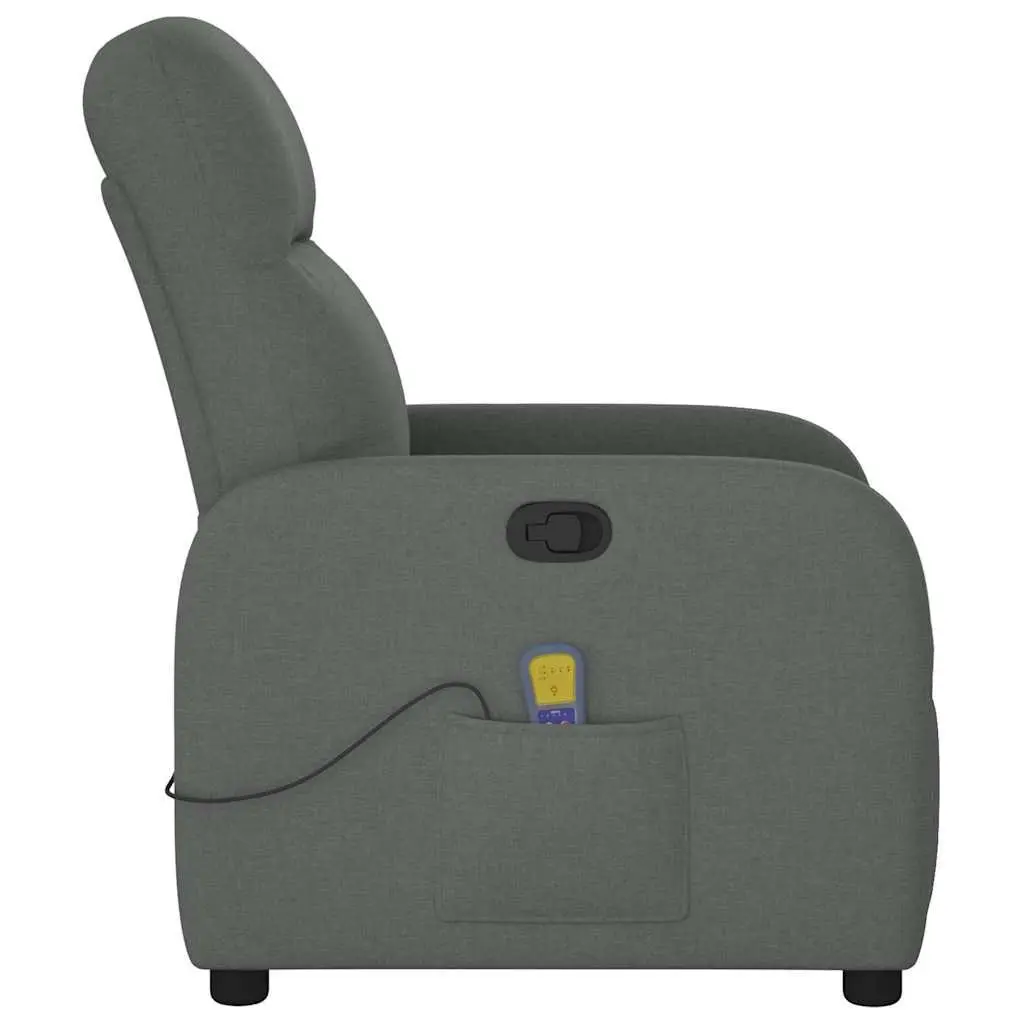 Massage Recliner Chair Grey Fabric Manual Recline Vibration 6 Points