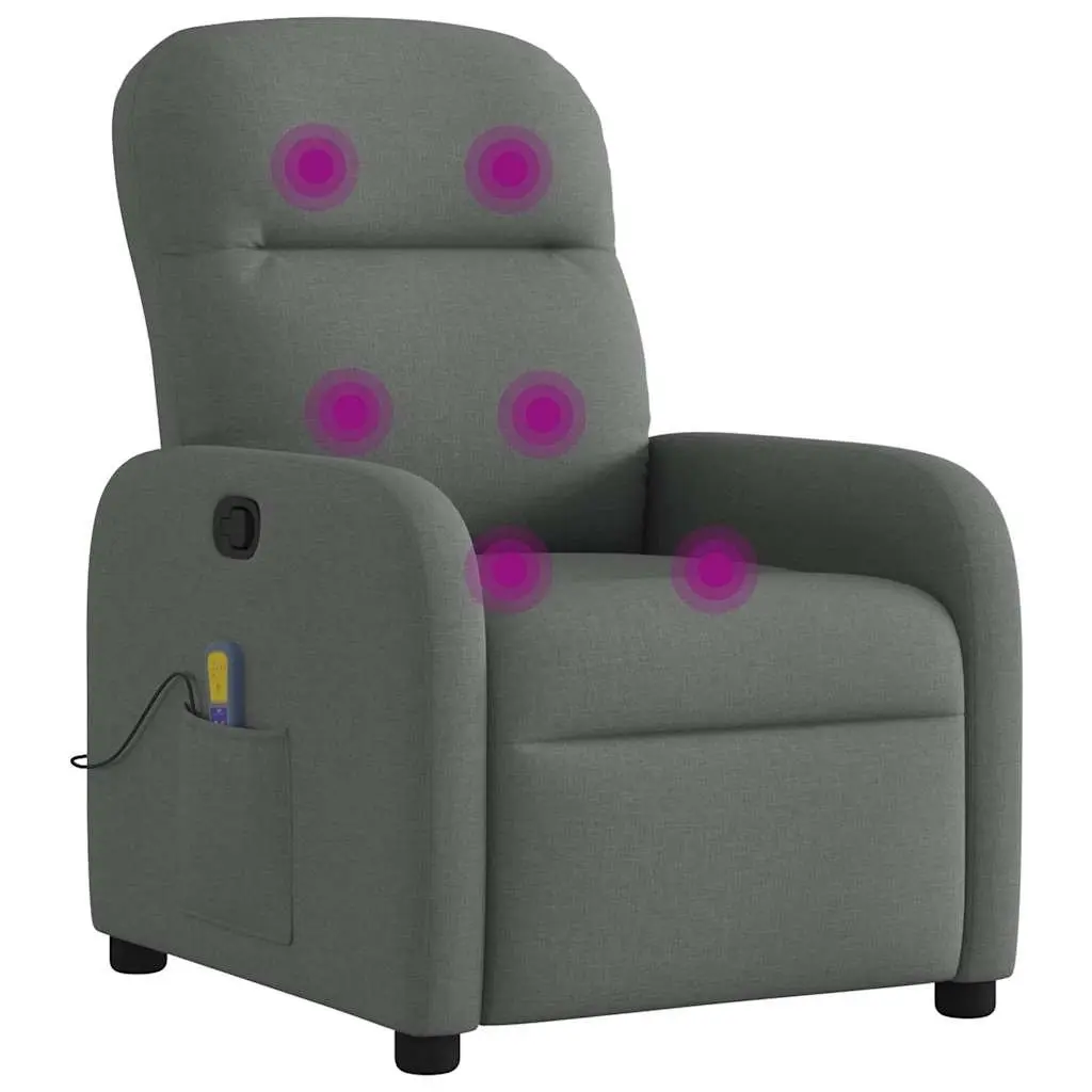 Massage Recliner Chair Grey Fabric Manual Recline Vibration 6 Points