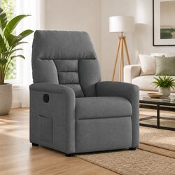 Recliner Chair Grey Fabric Manual Reclining Armchair Lounge Seat Adjustable