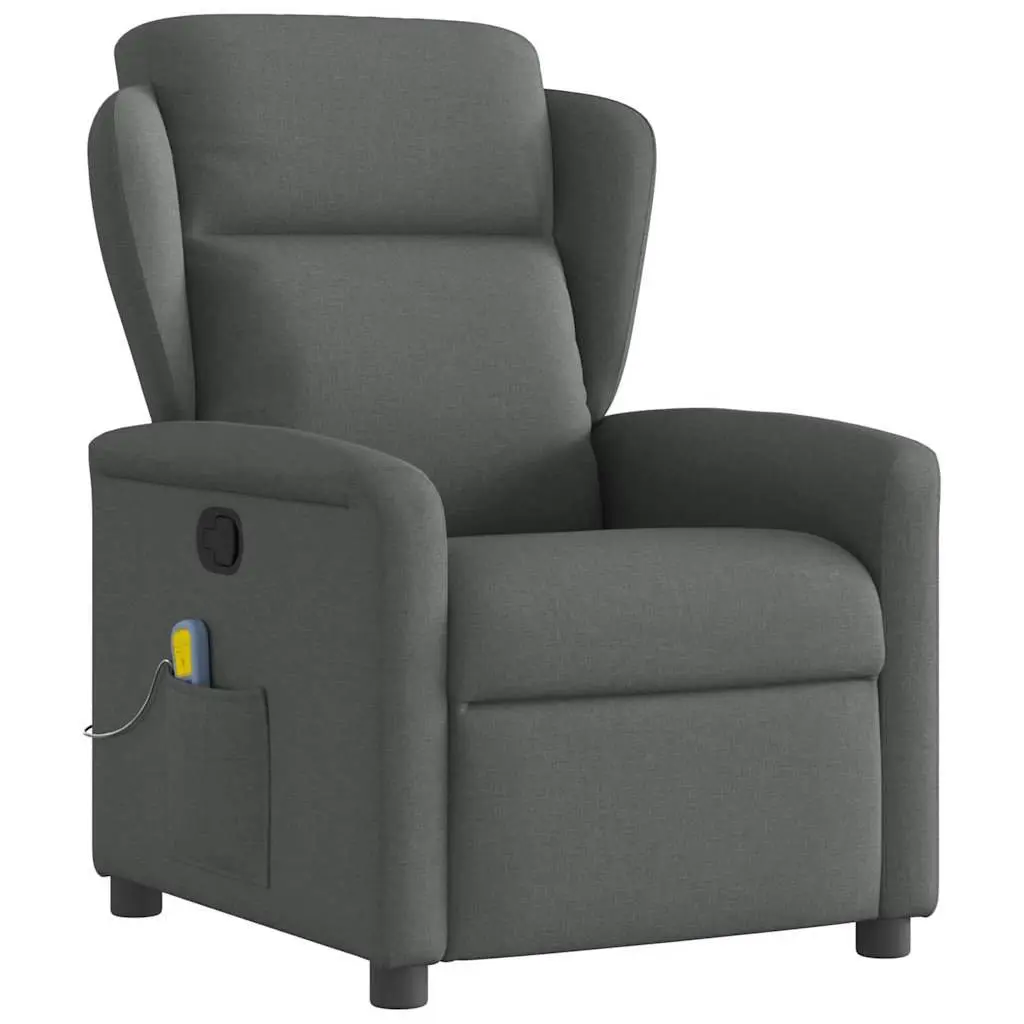Massage Recliner Chair Grey Fabric Manual Recline Vibration Armchair Lounge