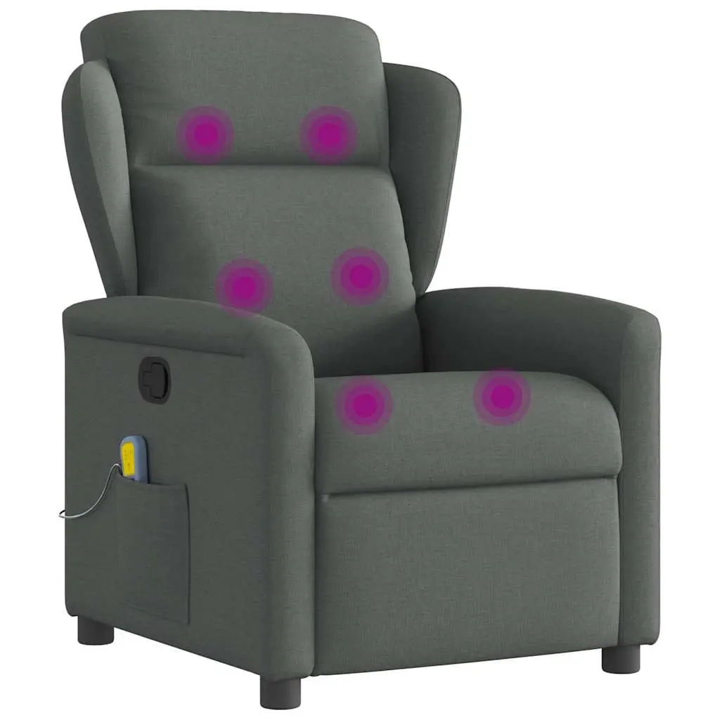 Massage Recliner Chair Grey Fabric Manual Recline Vibration Armchair Lounge