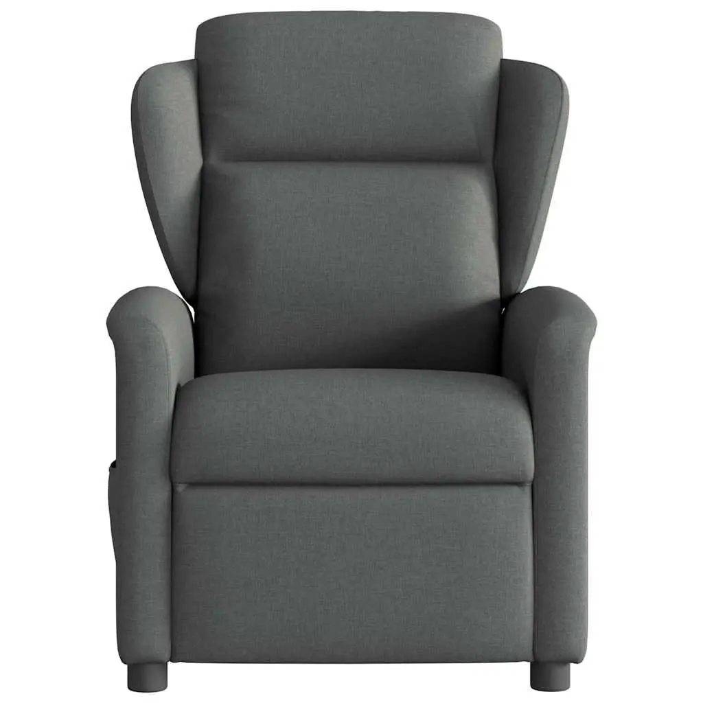Massage Recliner Chair Grey Fabric Manual Recline Vibration Armchair Lounge