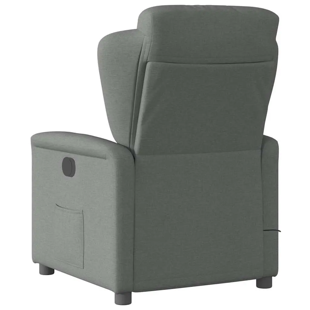 Massage Recliner Chair Grey Fabric Manual Recline Vibration Armchair Lounge