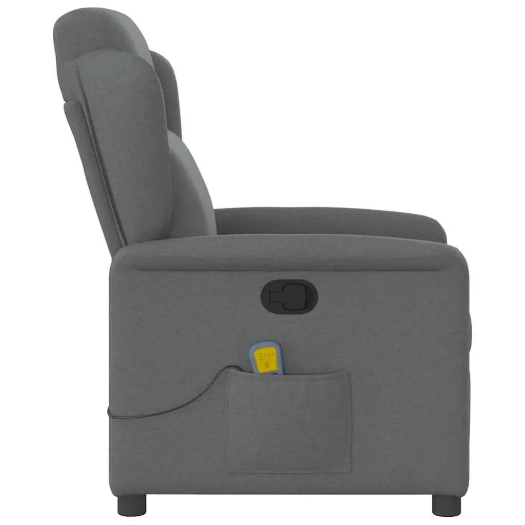 Massage Recliner Chair Grey Fabric Manual Recline Vibration Armchair Lounge