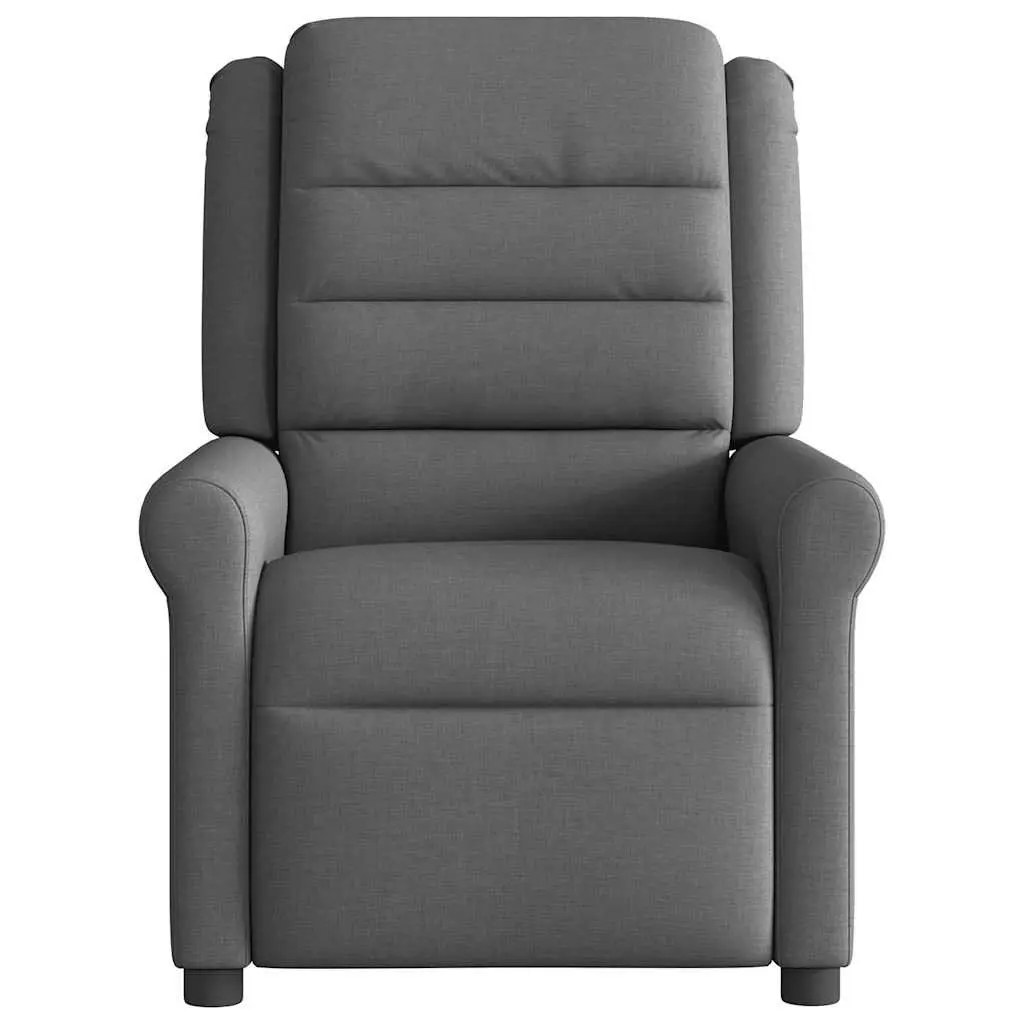 Massage Recliner Chair Manual Recline Grey Fabric 135 Degrees Vibration Massage Armchair
