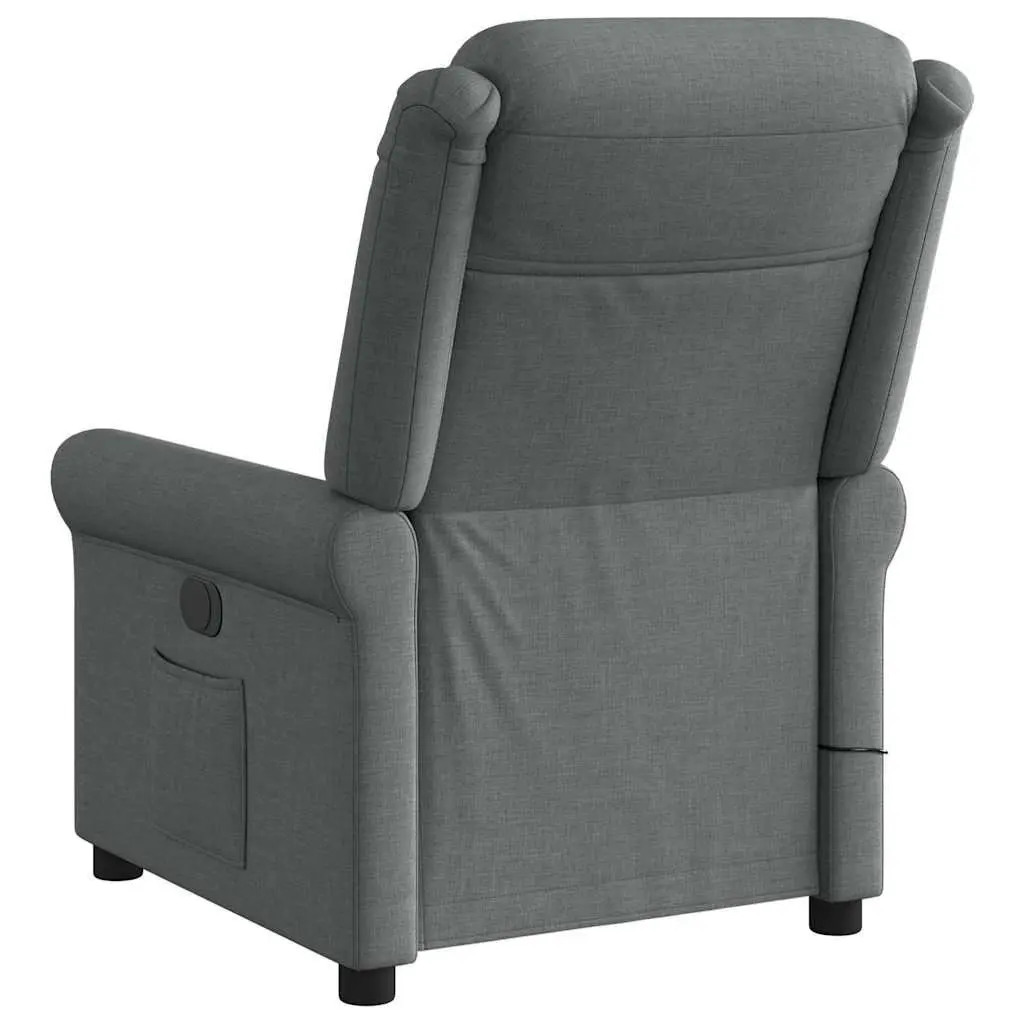 Massage Recliner Chair Manual Recline Grey Fabric 135 Degrees Vibration Massage Armchair