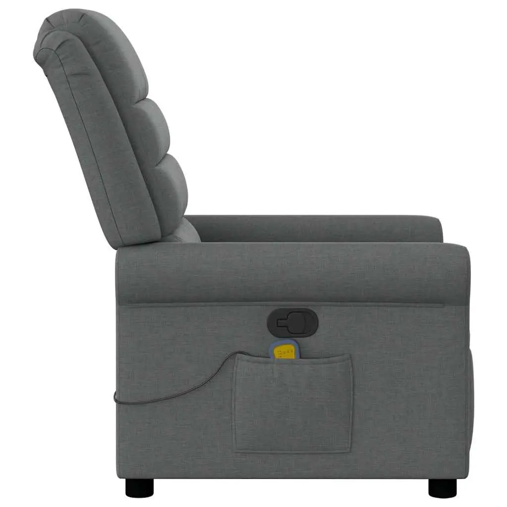 Massage Recliner Chair Manual Recline Grey Fabric 135 Degrees Vibration Massage Armchair
