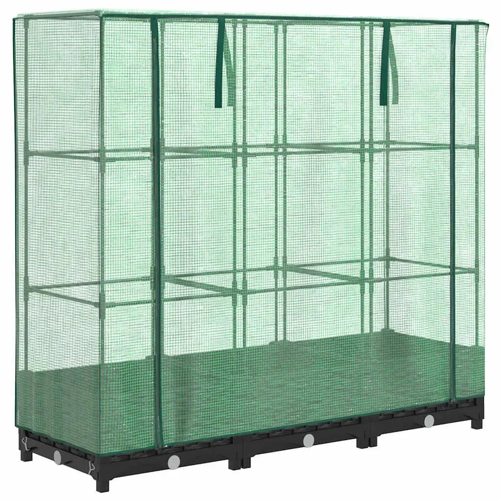 Raised Garden Bed Greenhouse Cover Black Rattan 120 x 40 x 123 cm