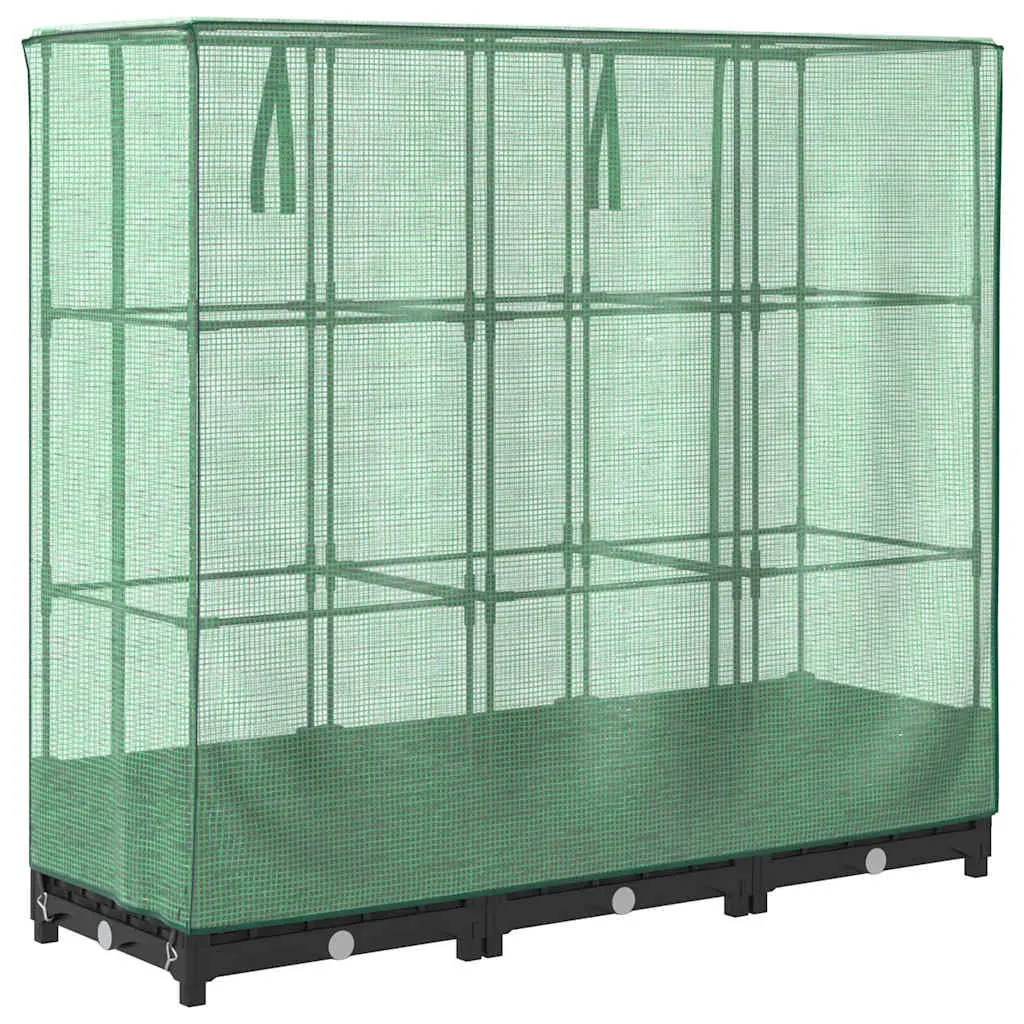 Raised Garden Bed Greenhouse Cover Black Rattan 120 x 40 x 123 cm