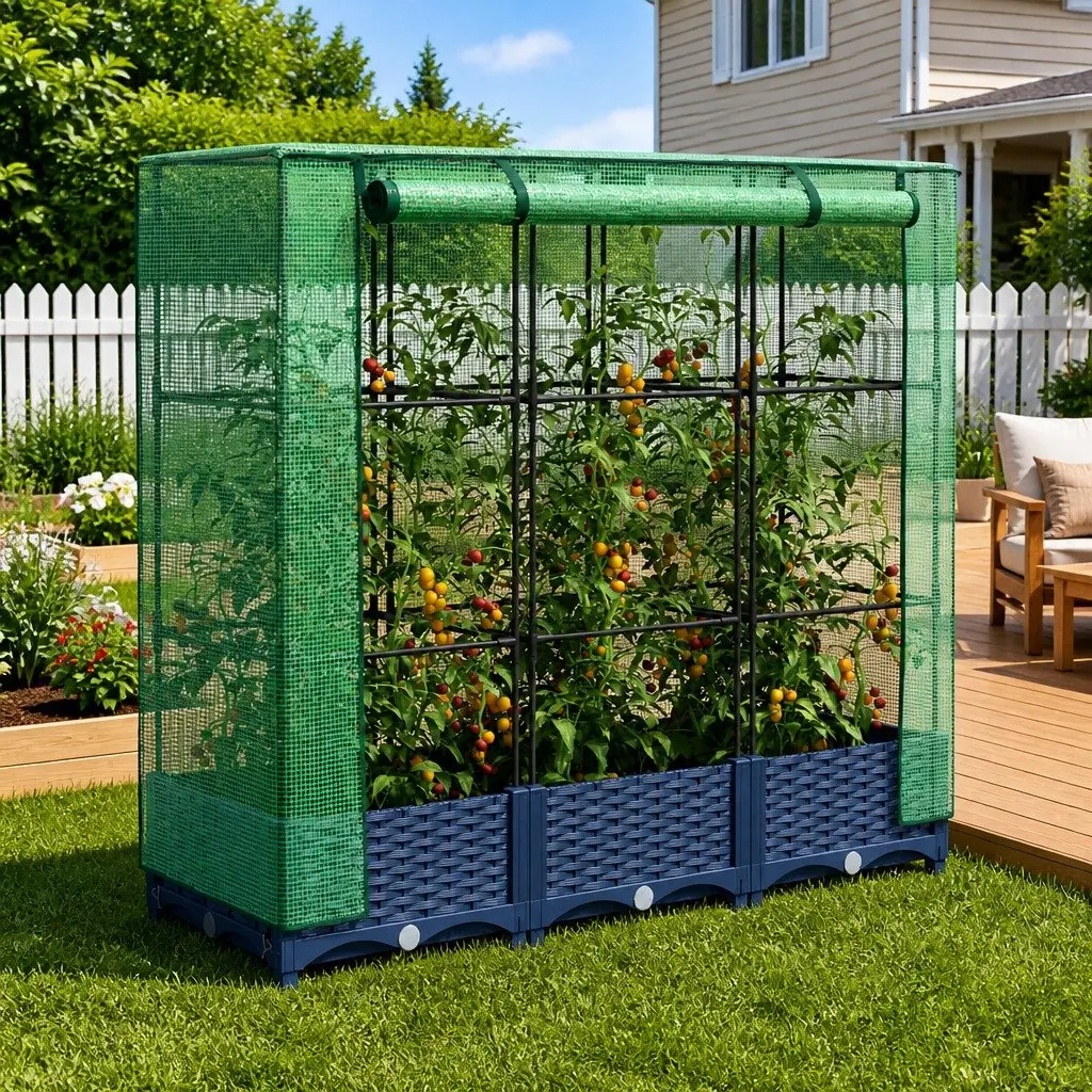 Raised Garden Bed Greenhouse Cover Polypropylene Frame 120 x 40 x 123 cm