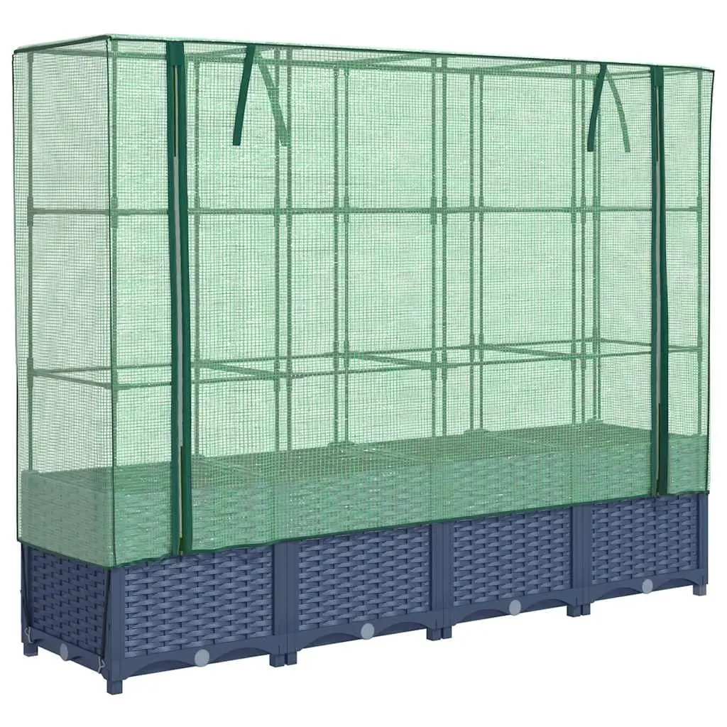 Raised Bed Greenhouse Cover Rattan Look Grey 160x40x138cm
