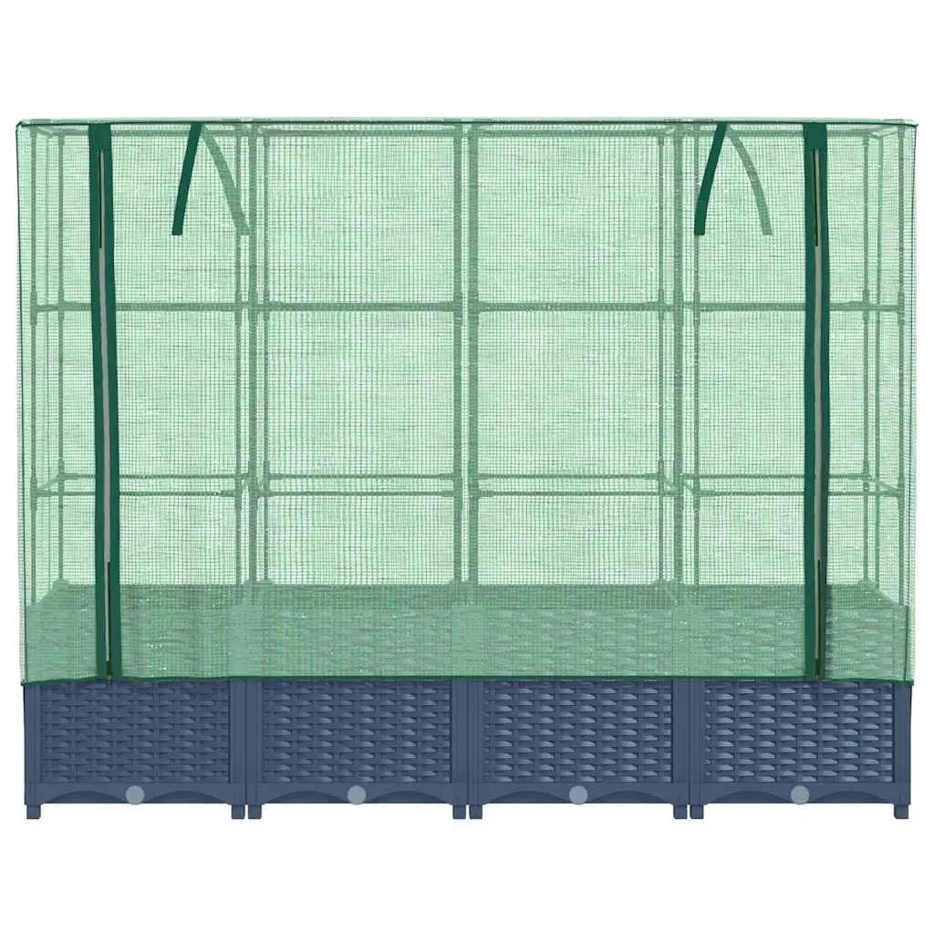 Raised Bed Greenhouse Cover Rattan Look Grey 160x40x138cm