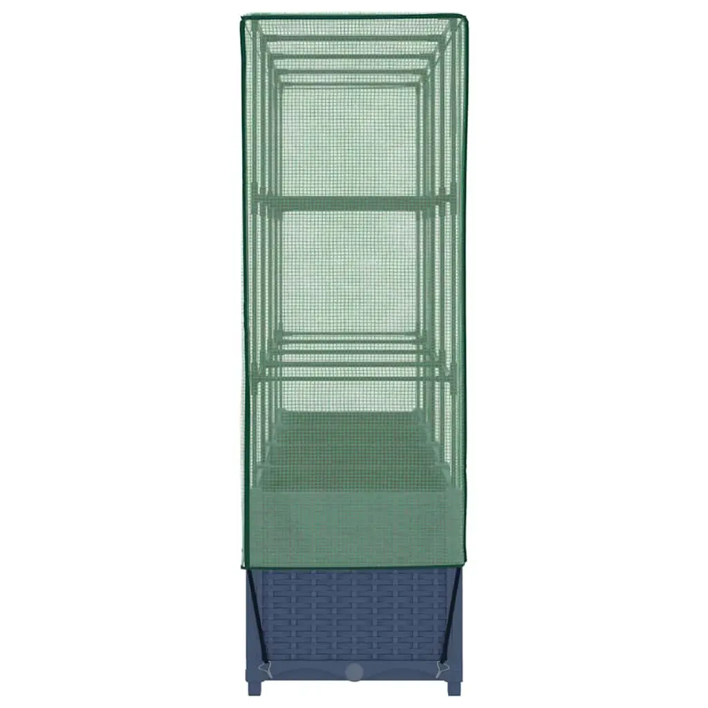 Raised Bed Greenhouse Cover Rattan Look Grey 160x40x138cm