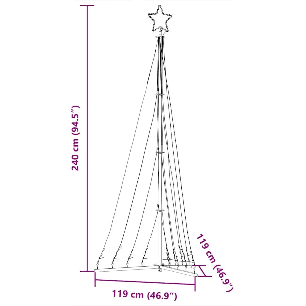 LED Christmas Tree 240cm Cold White Lights 8 Effects Indoor Outdoor