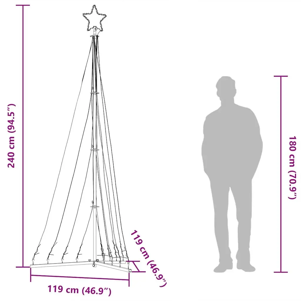 LED Christmas Tree 240cm Cold White Lights 8 Effects Indoor Outdoor