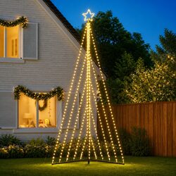 LED Christmas Tree 570 Warm White Lights 8 Effects Indoor Outdoor Decoration