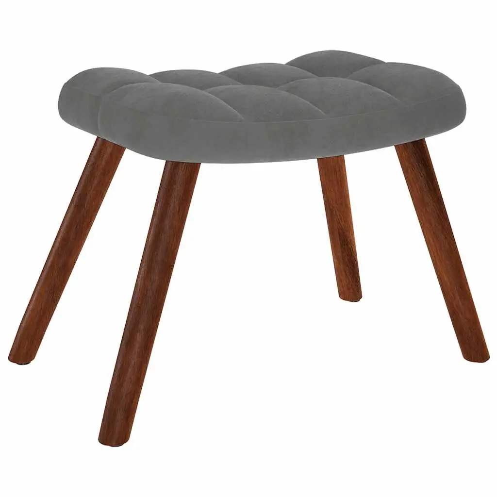 Relaxing Armchair with Footstool Grey Velvet Lounge Chair Bedroom Living Room