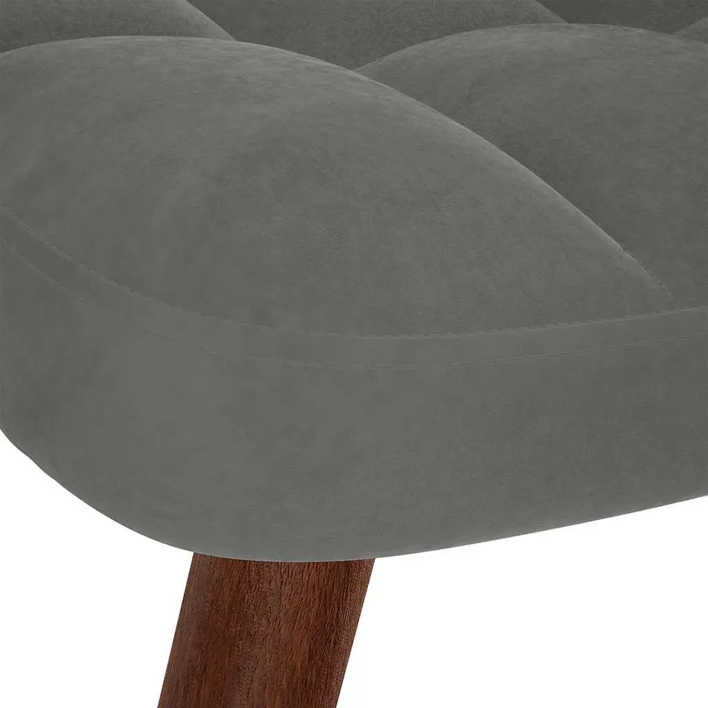 Relaxing Armchair with Footstool Grey Velvet Lounge Chair Bedroom Living Room