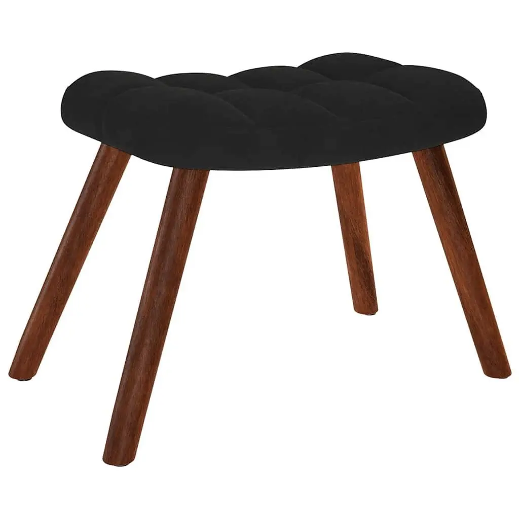 Relaxing Chair with Stool Black Velvet Armchair Recliner Lounge Chair Footstool