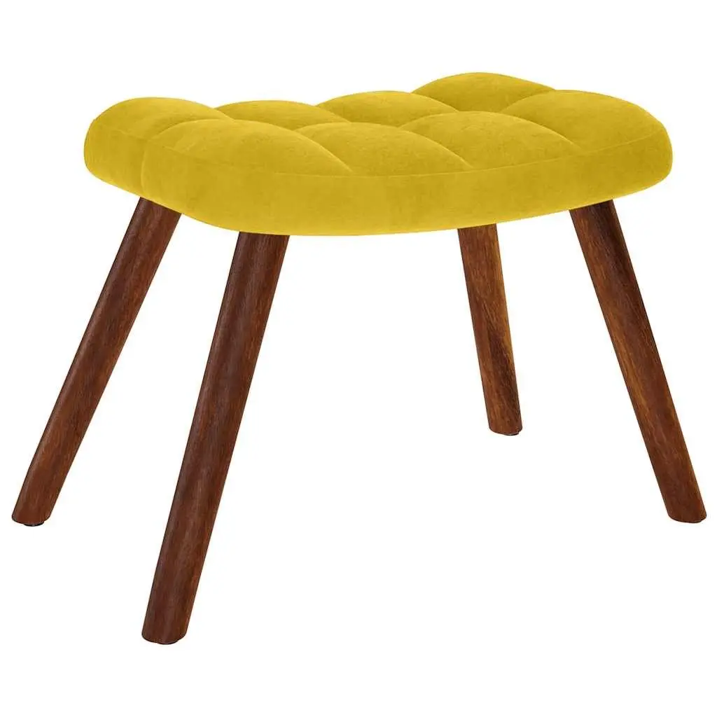Relaxing Armchair with Footstool Yellow Velvet Lounge Chair Living Room Seat