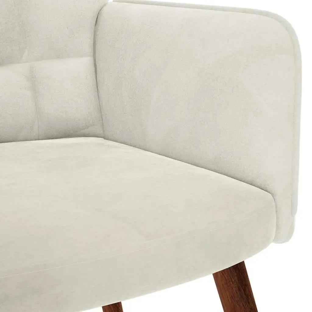 Relaxing Chair Cream Velvet Armchair Lounge Seat with Stool