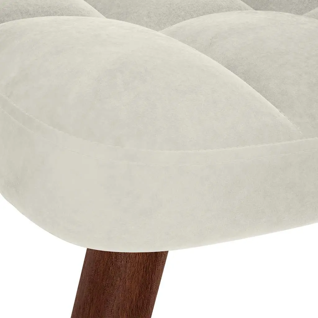 Relaxing Chair Cream Velvet Armchair Lounge Seat with Stool