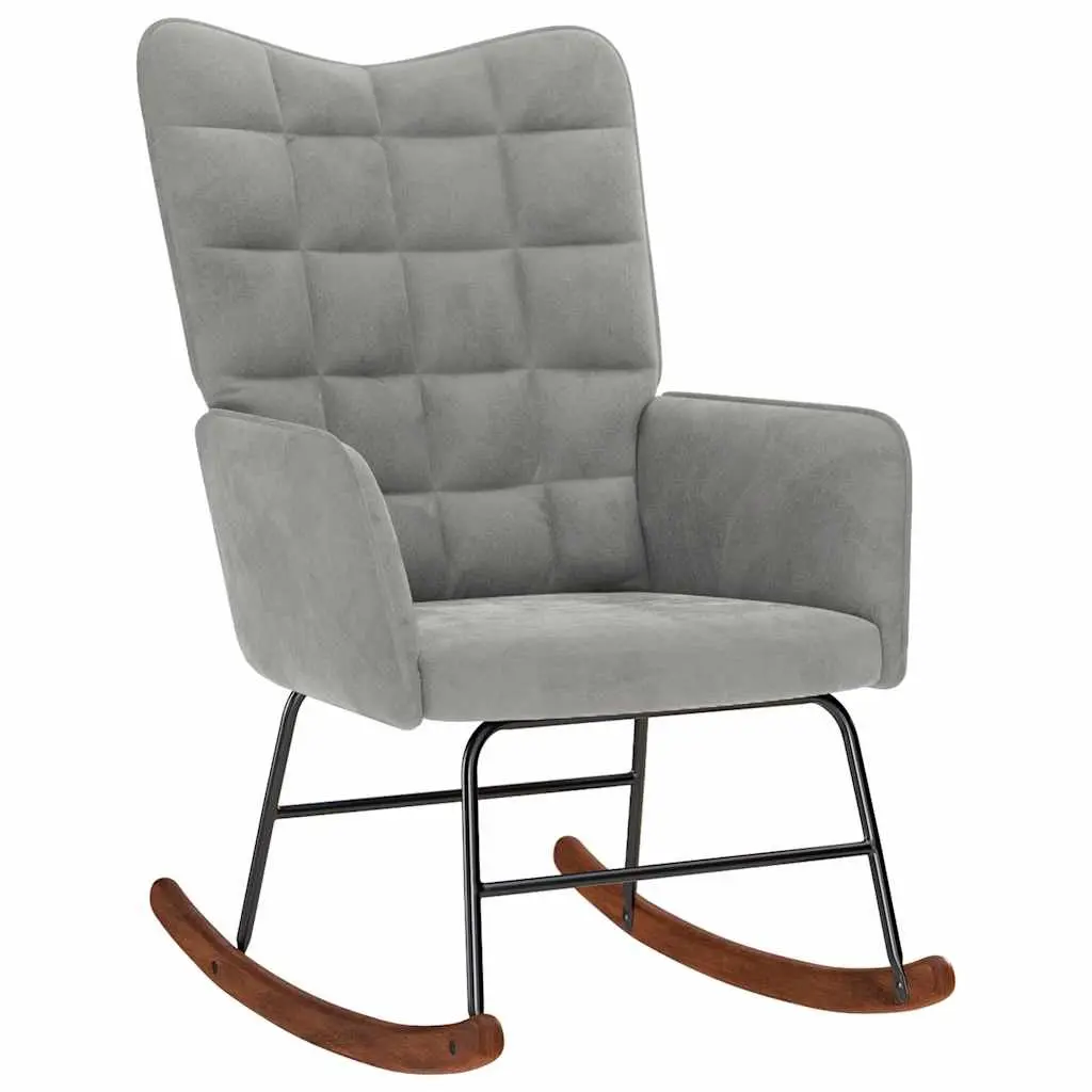Grey Velvet Rocking Chair with Matching Footstool