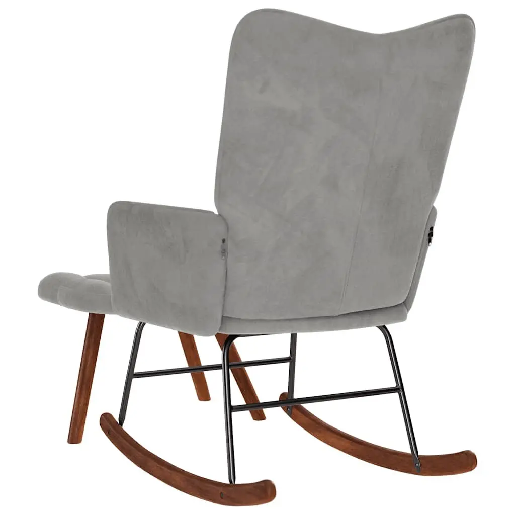 Grey Velvet Rocking Chair with Matching Footstool