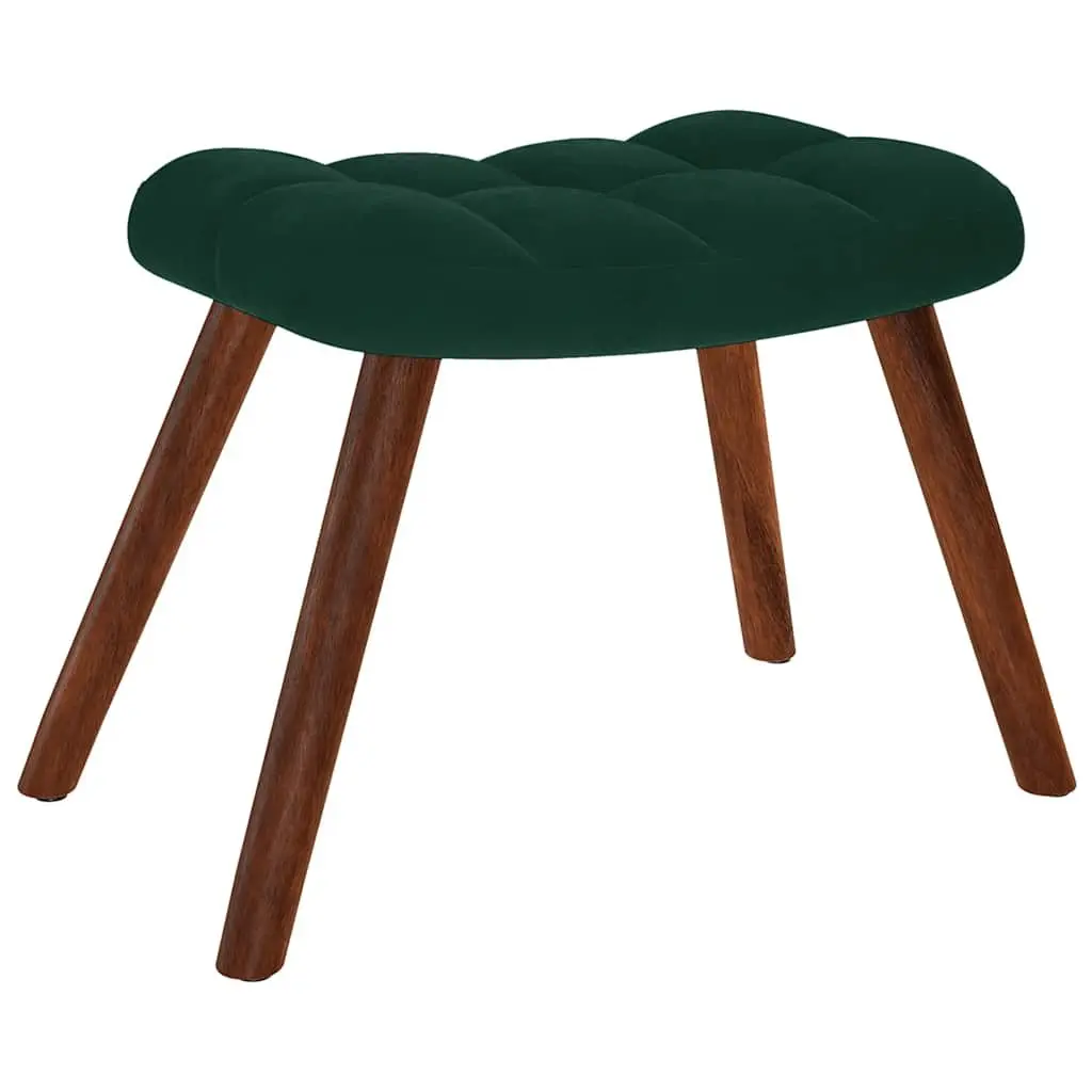 Rocking Chair with Stool Dark Green Velvet Padded Seat