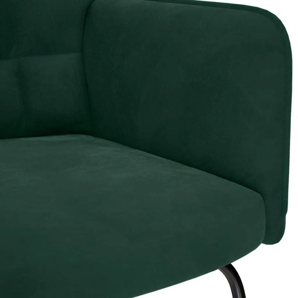 Rocking Chair with Stool Dark Green Velvet Padded Seat