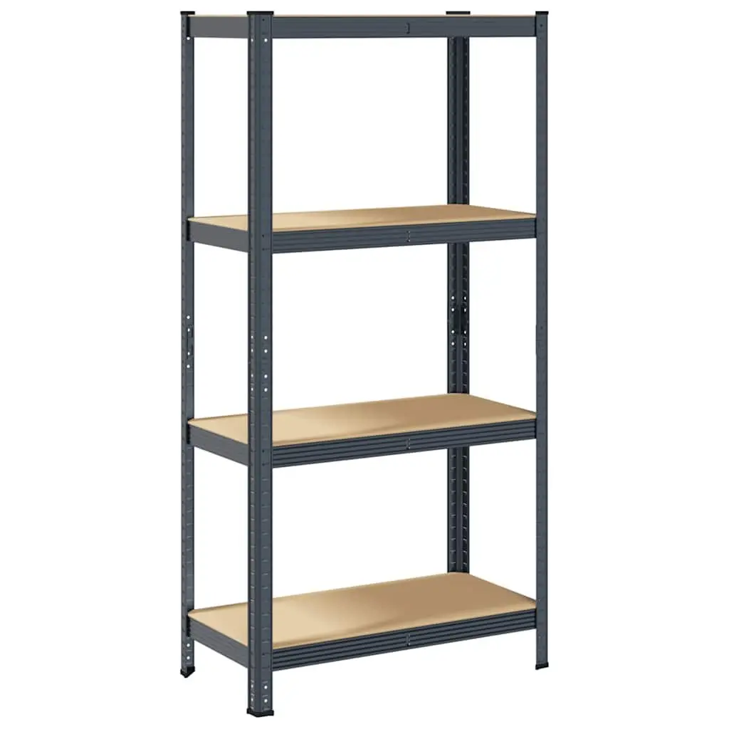 4-Layer Industrial Storage Shelf Anthracite Steel Frame Engineered Wood