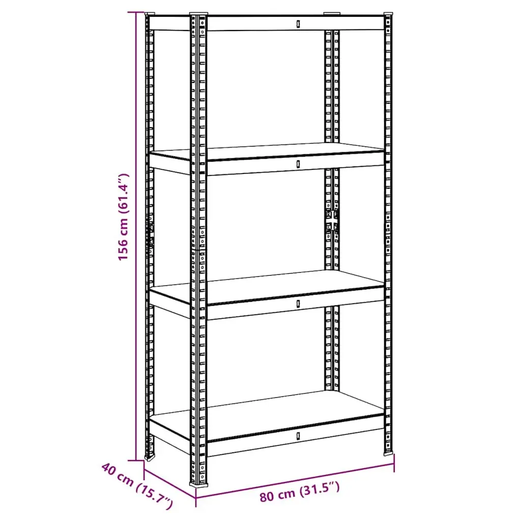4-Layer Industrial Storage Shelf Anthracite Steel Frame Engineered Wood