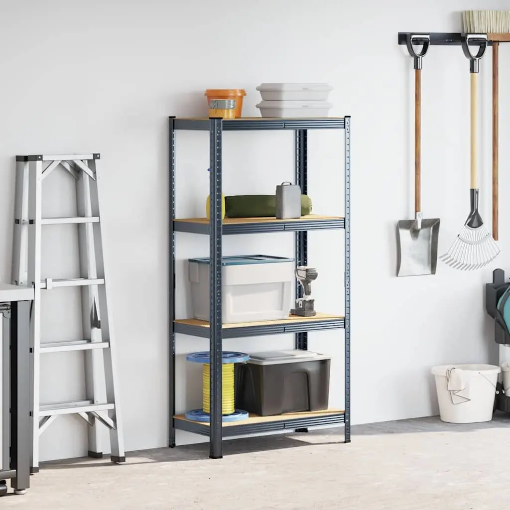4-Layer Industrial Storage Shelf Anthracite Steel Frame Engineered Wood