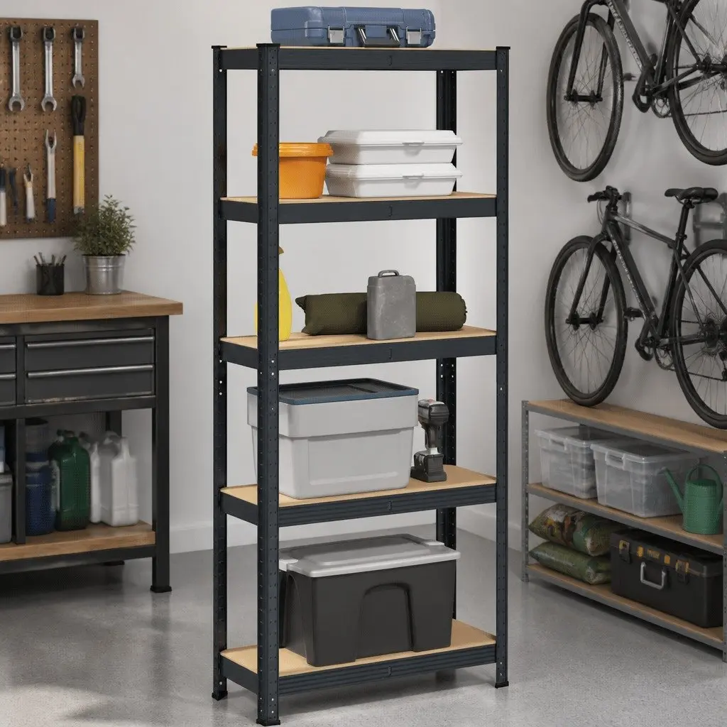 5-Layer Storage Shelf Anthracite Steel Frame Engineered Wood