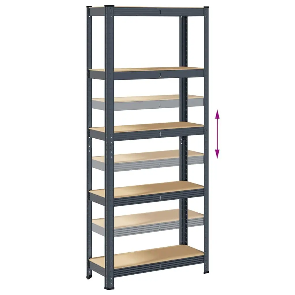 5-Layer Storage Shelf Anthracite Steel Frame Engineered Wood