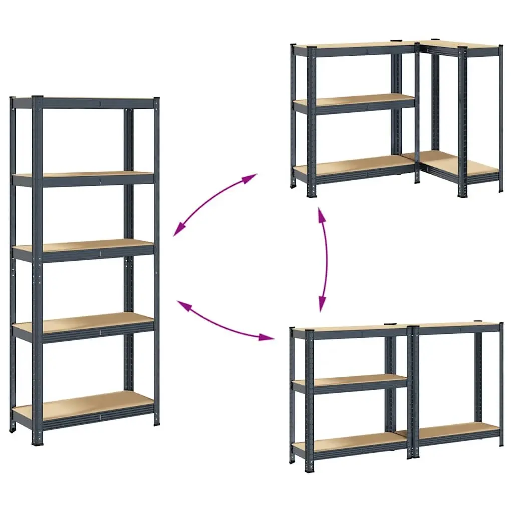 5-Layer Storage Shelf Anthracite Steel Frame Engineered Wood