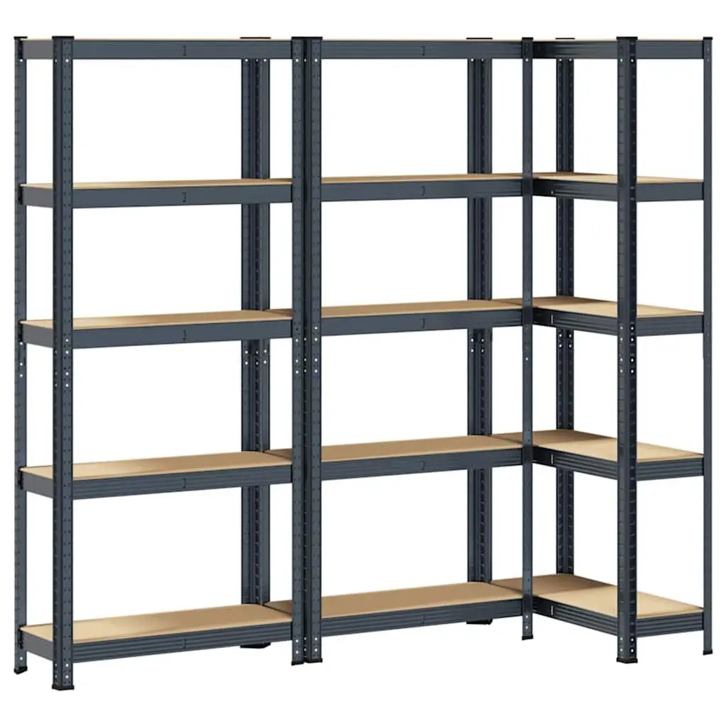 Industrial Storage Shelves 5-Layer Steel Engineered Wood Height-Adjustable Shelving Unit