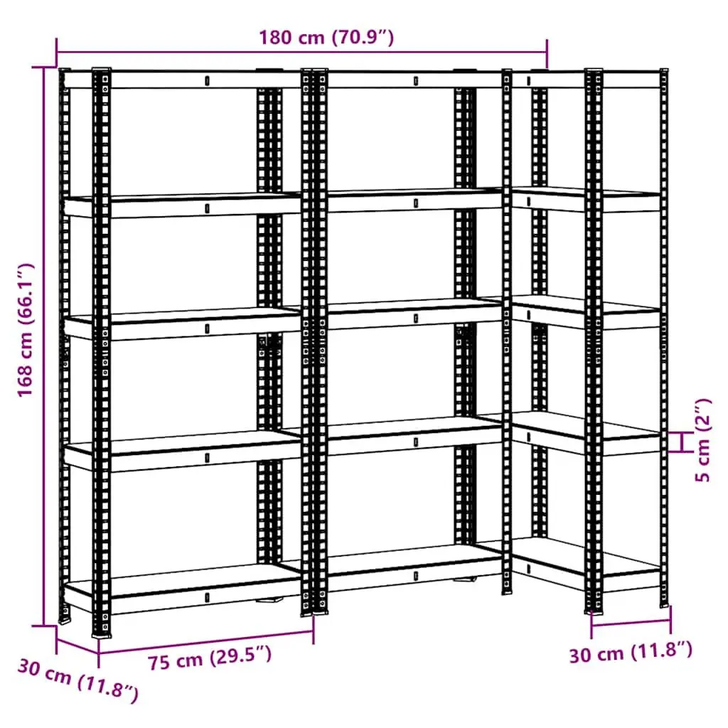 Industrial Storage Shelves 5-Layer Steel Engineered Wood Height-Adjustable Shelving Unit
