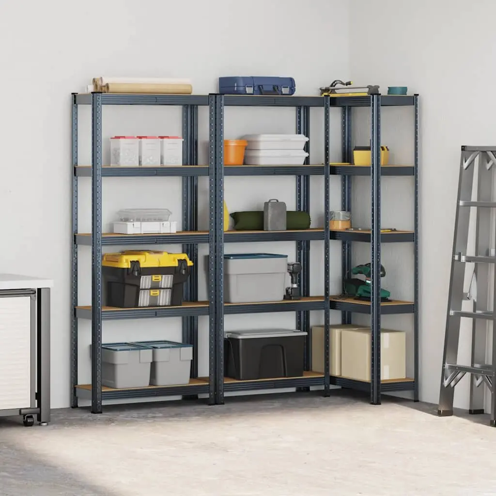 Industrial Storage Shelves 5-Layer Steel Engineered Wood Height-Adjustable Shelving Unit