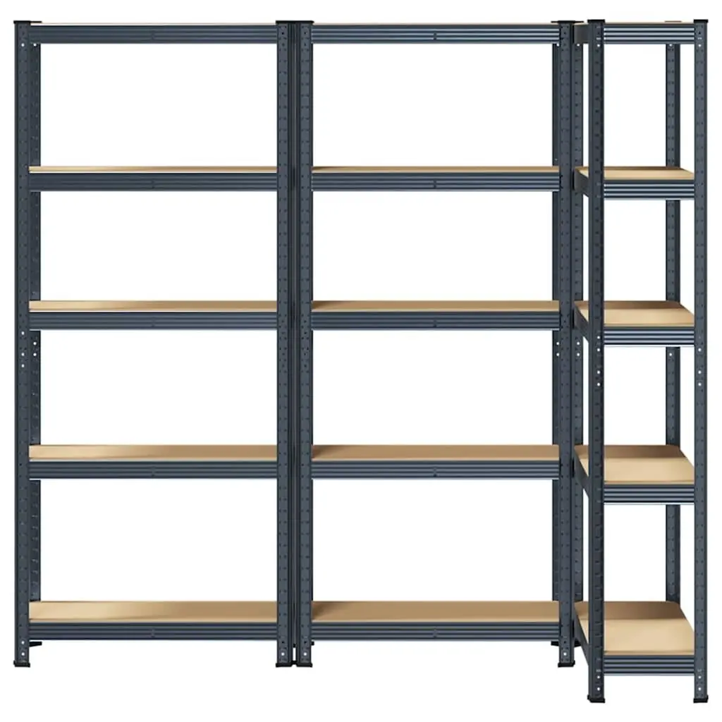 Industrial Storage Shelves 5-Layer Steel Engineered Wood Height-Adjustable Shelving Unit