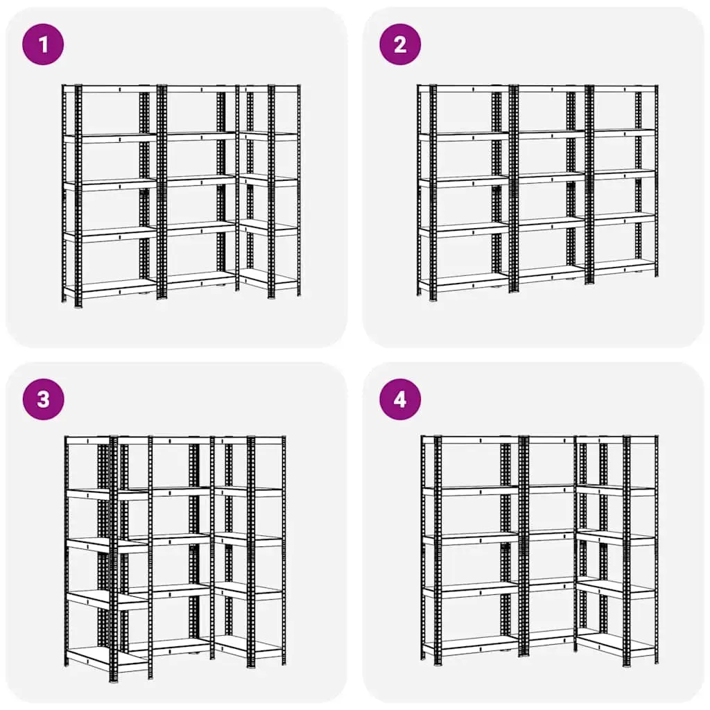 Industrial Storage Shelves 5-Layer Steel Engineered Wood Height-Adjustable Shelving Unit