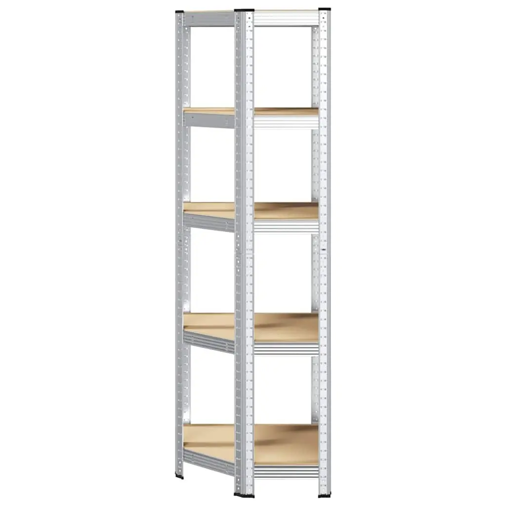 5-Layer Corner Shelf Storage Rack Steel Frame Engineered Wood Industrial