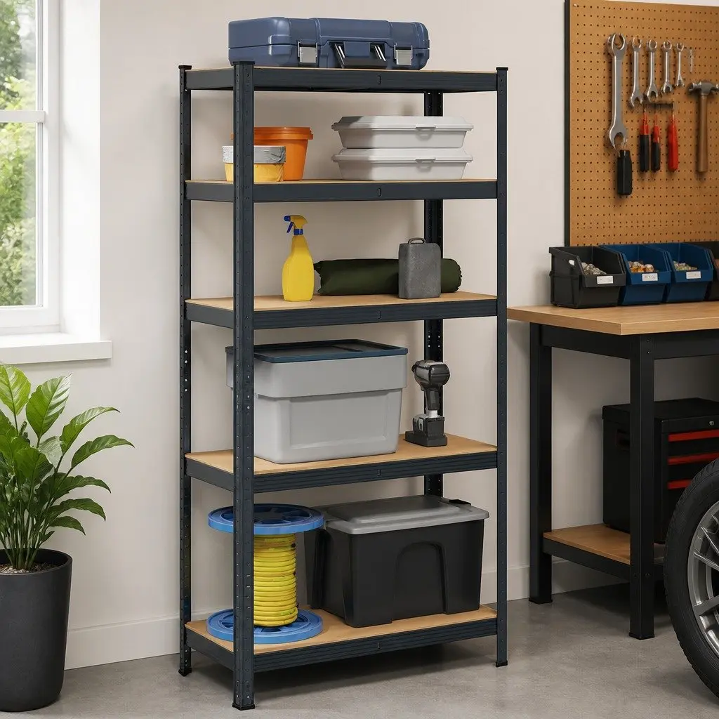 5-Layer Storage Shelf Anthracite Steel Engineered Wood
