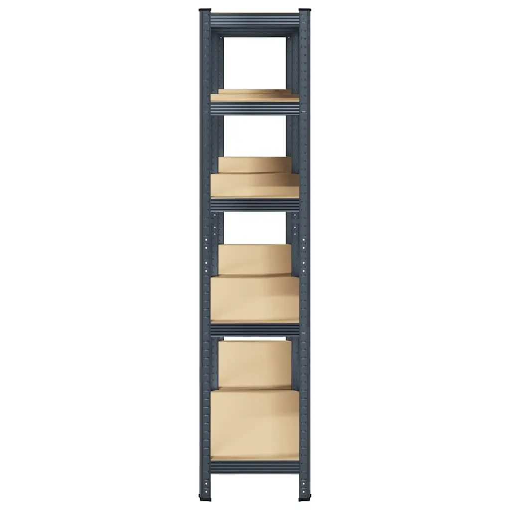 5-Layer Industrial Storage Shelves Steel Frame Engineered Wood Anthracite 2 Piece