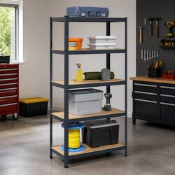 5-Layer Industrial Storage Shelf Anthracite Steel Engineered Wood Garage