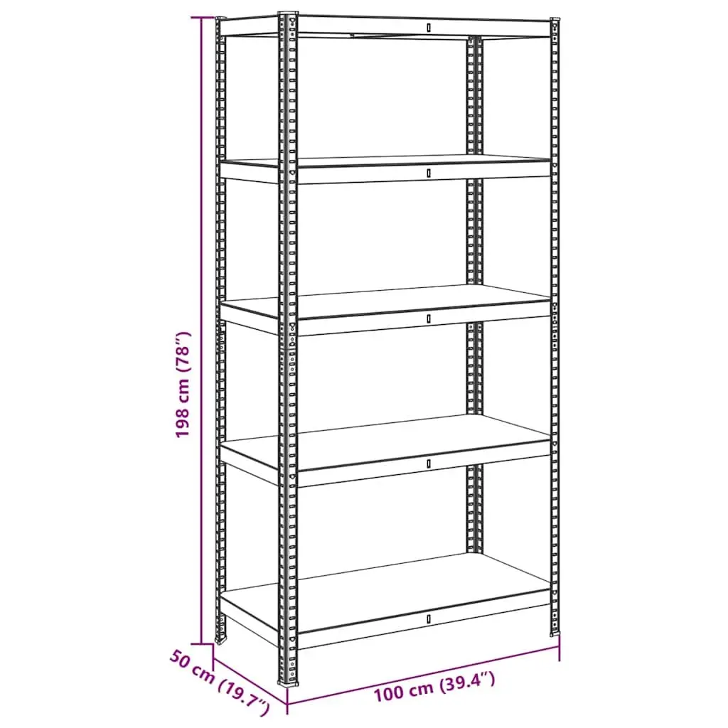 5-Layer Storage Shelf Anthracite Steel Engineered Wood